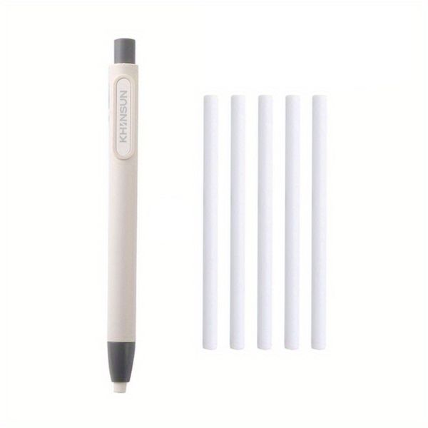 1+5pcs Pen Shape Press Type Pencil Eraser Replaceable Core