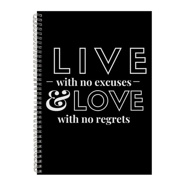 No Excuses A4 Notebook Spiral Lined Motivational Saying Graphic Notepad 186