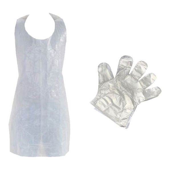 1000 x Disposable Plastic Aprons &amp; 1000 x Deli Gloves -One Size Fits All