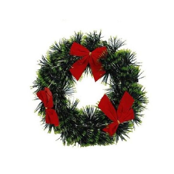 Green Christmas Decorative Tinsel w Red Bows