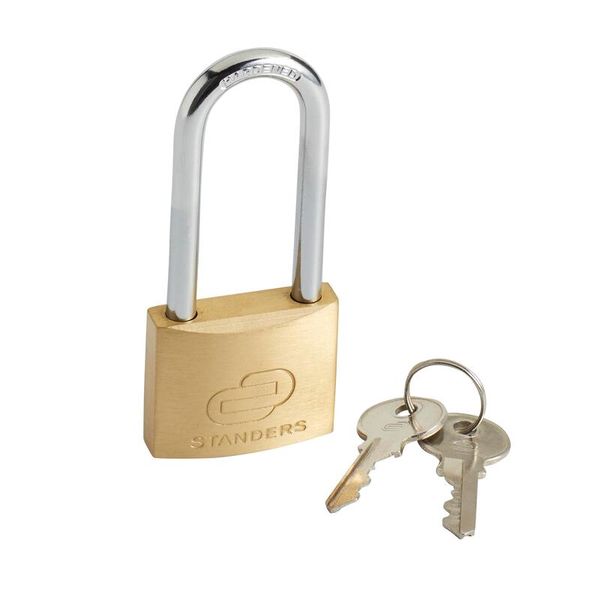 1 Inside/Outside My House Key Padlock Long Shackle 40mm, Brass