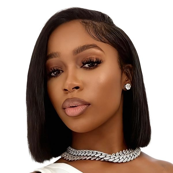 Geebuy 8 Inch 13x4 Bob Wig Straight - Beginner Friendly Glueless Lace Front