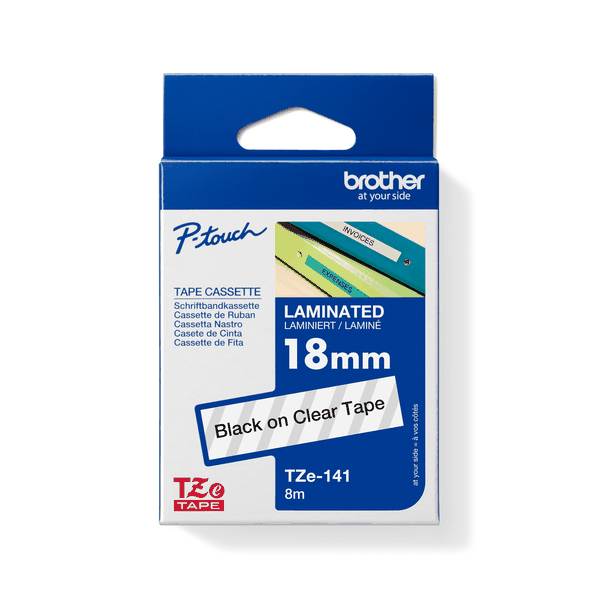 Brother TZe-141 Black on Clear Laminated Tape 18mm
