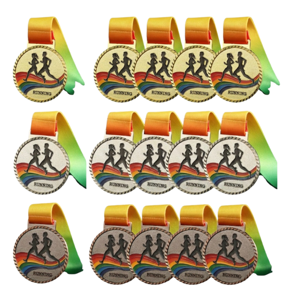 15PK Combo Elite TriColour Running Medal Set - Gold, Silver &amp; Bronze Awards