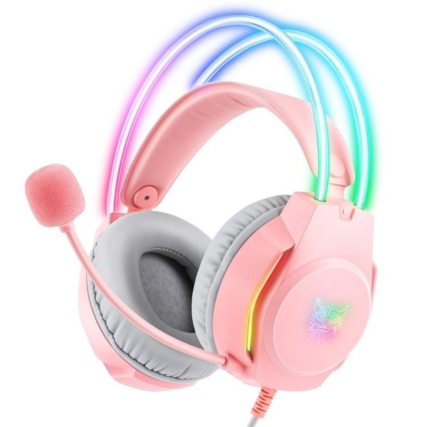 Pink Gaming Headset with Mic &amp; Splitter