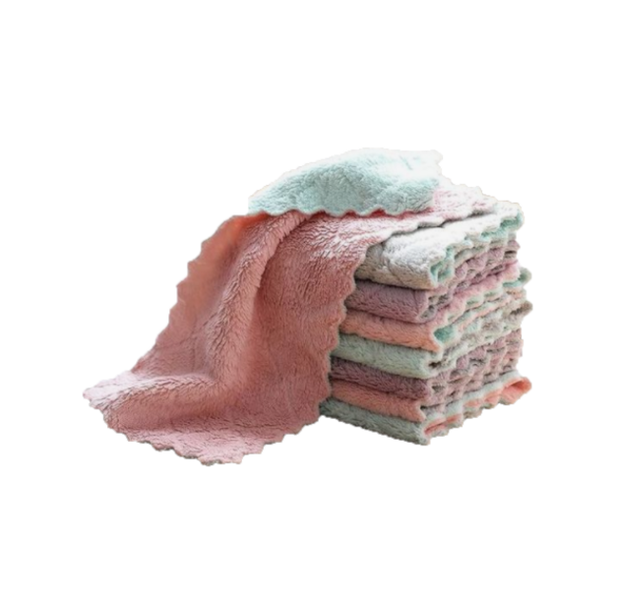 Double-Sided Coral Velvet All Purpose Cleaning Cloths - 3 Pieces