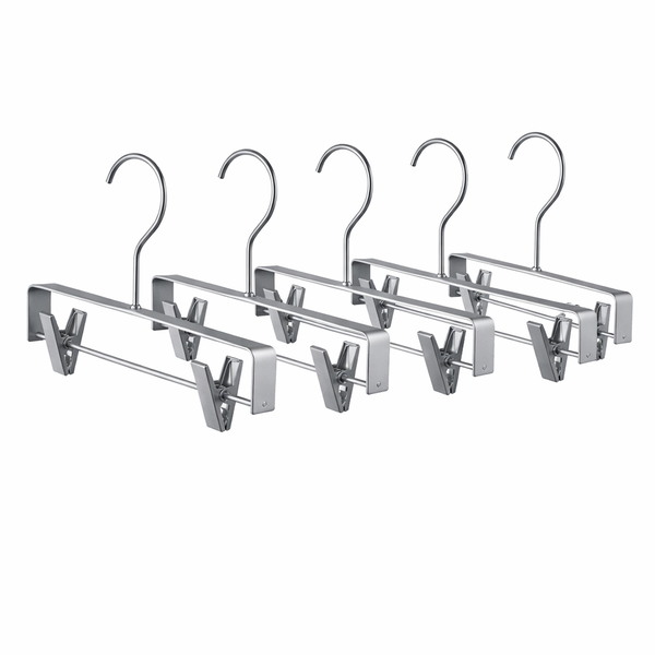 5 Piece - Aluminum Alloy Hangers With Clips - Silver