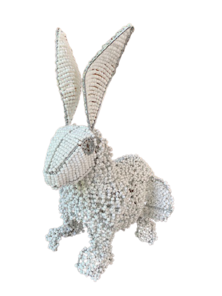 African Bead and Wire Handcrafted Bunny Home D cor Ornament Large