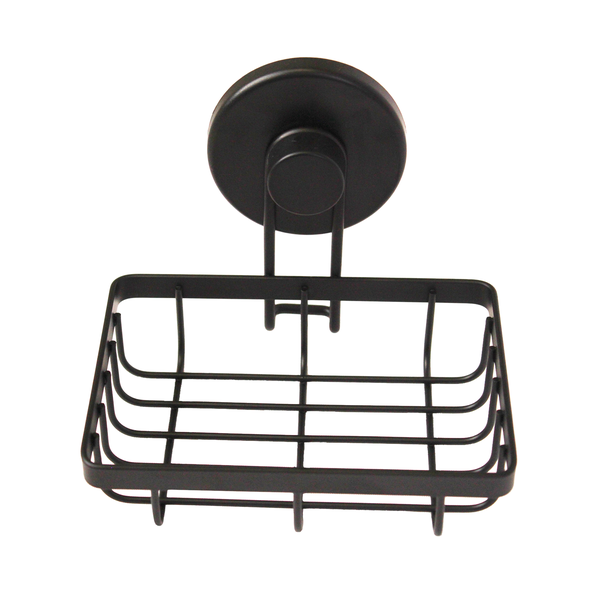Soap Dish Shower Caddy, No Drill, 13.4cmx11.5cm, Suction Cup - Matt Black