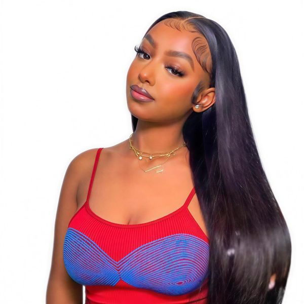 Geebuy 22" Straight Full Frontal Brazilian Human Hair Wig