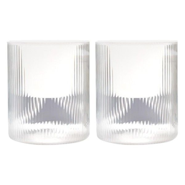 2-Pack Modern Ribbed Finish Plastic Pot Plant - Transparent