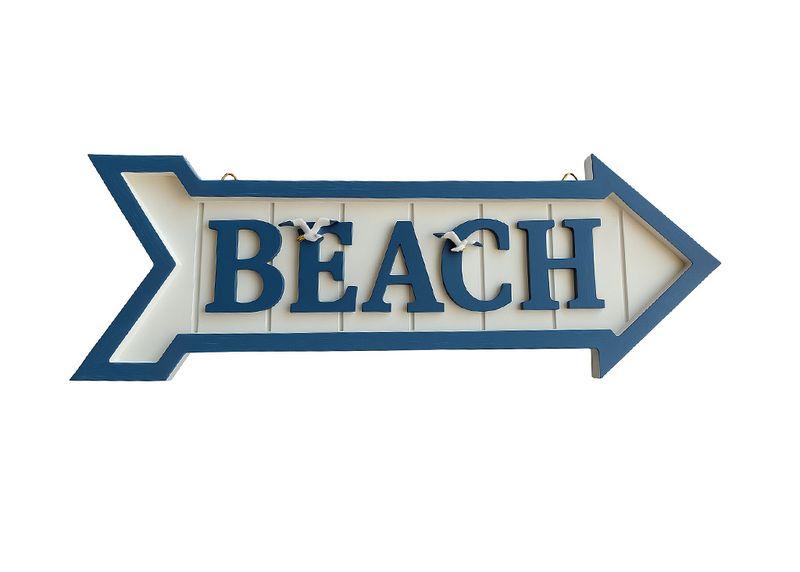 Large Wooden Beach Arrow Sign - Nautical Wall Decor