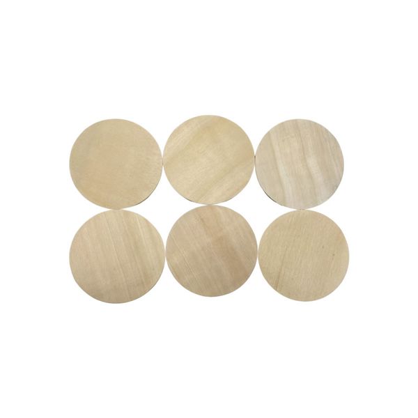 6 Set Of Light Brown Reusable Round Wooden Drink Coasters KT32318