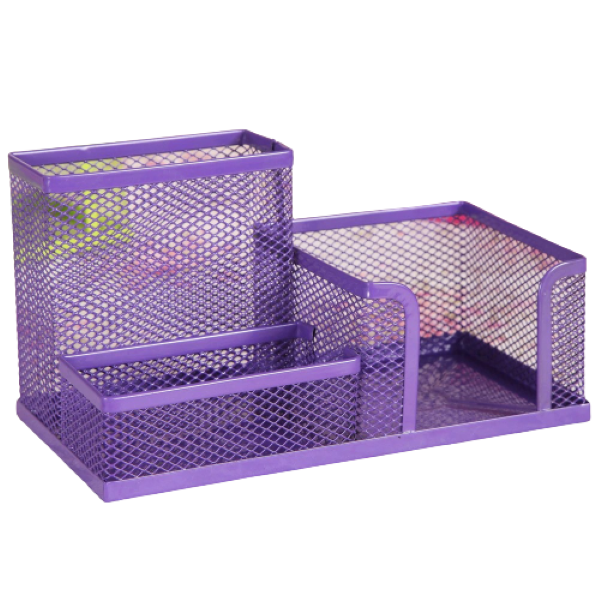 Mesh Desk Organizer with 3 Compartments (Purple)