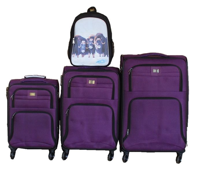 Purple 4-Piece Spinner Luggage Set with Backpack - Expandable &amp; Lightweight