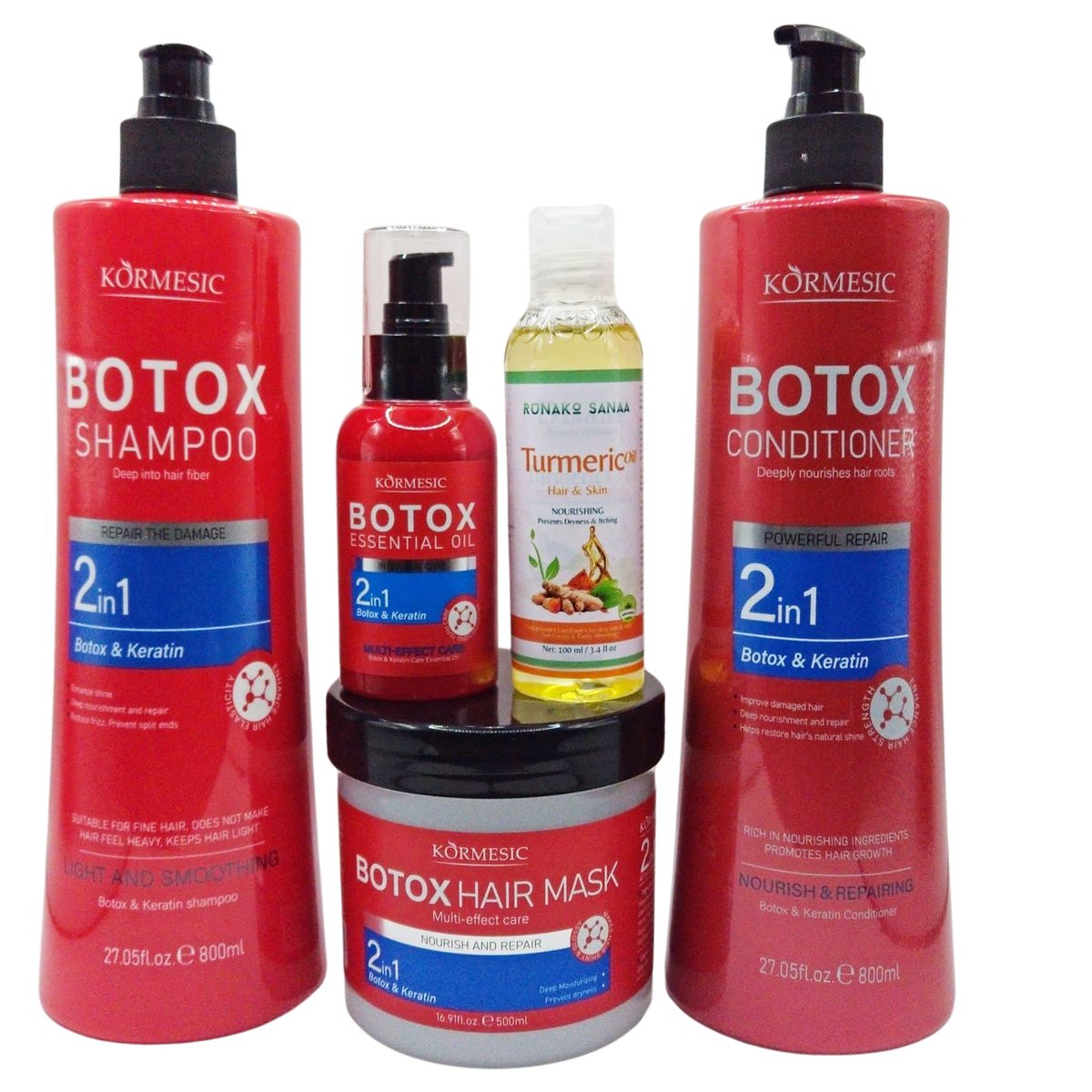 Kormesic Botox Red Kit and Runako Sanaa Turmerc Oil Combo