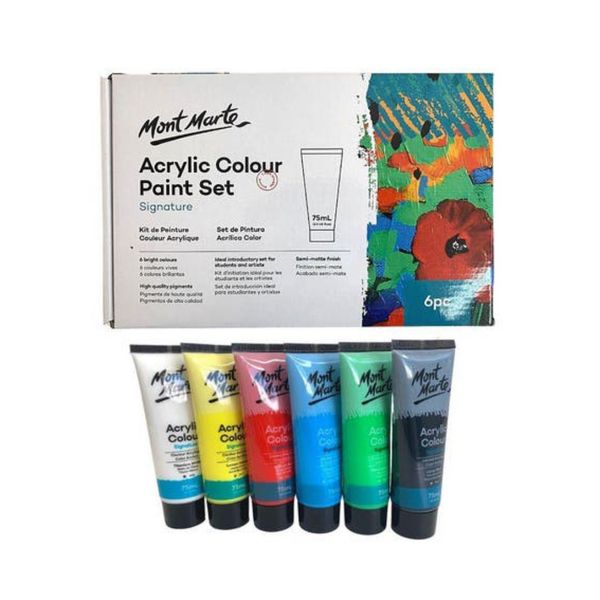 Mont Marte Signature Paint Set – Acrylic Paint 6pc x 75ml Tubes