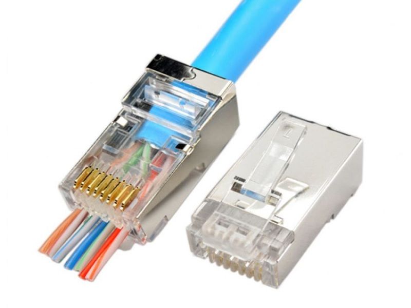 ZaTech Cat6 Shielded Pass-Through Connector - RJ45 Connector -PACK OF 100