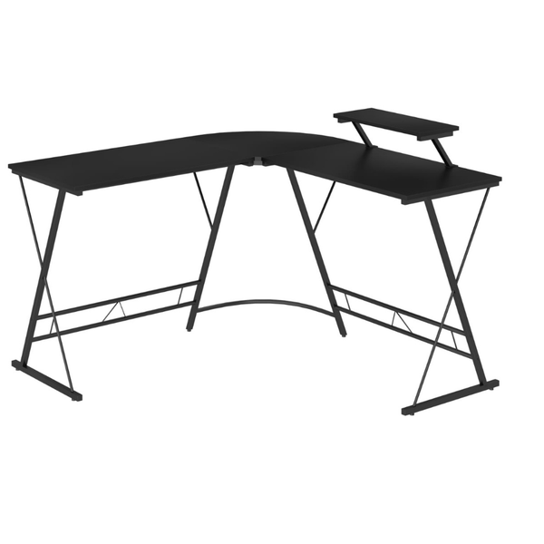 Anchor L-Shaped Corner Office Desk with Raised Monitor Shelf Workspace