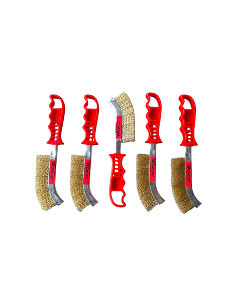 Wow Tools Wire Hand Brush with Ergonomic Handle (Brass) 5pc