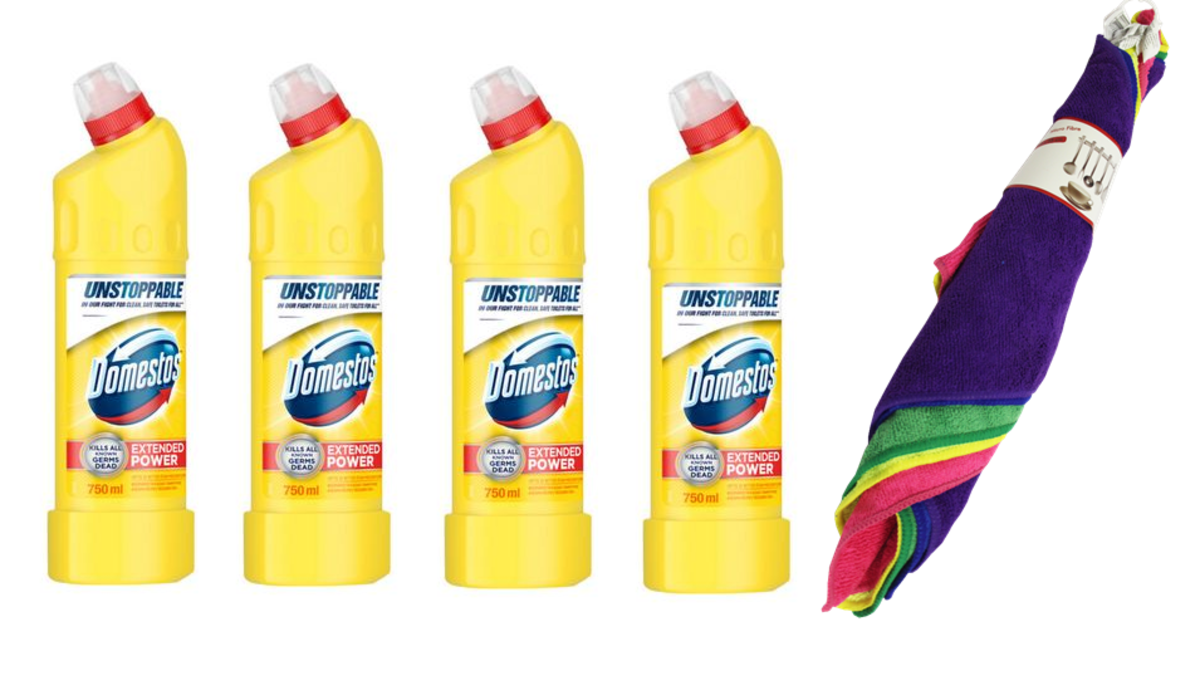 Domestos Thick Bleach Lemon (4 x 750ml) 5 x Micrifibres Clothes Buy Online in South Africa