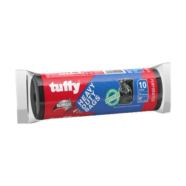 Refuse Bag Tuffy Black H/Duty 10 Piece 30Mic - 2 Pack