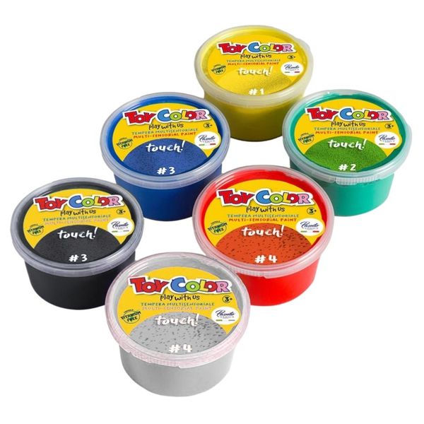 Toy Color: Multisensorial Tempera Paint - 6x180ml - Superwashable for Kids