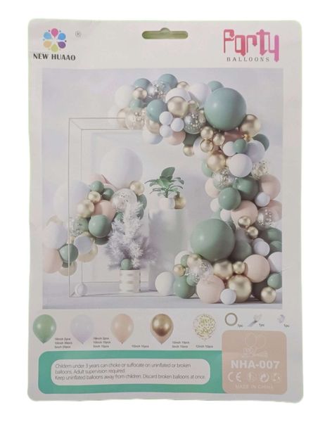 Green, Gold, Pink and White Balloon Garland/Arch Kit