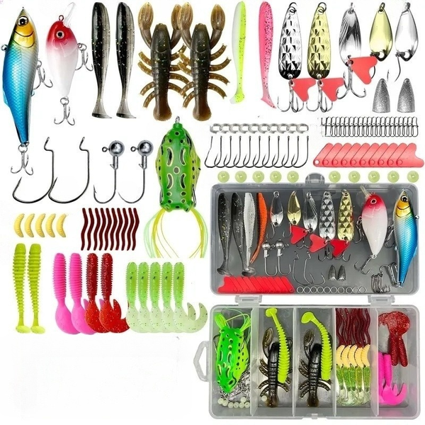 107 Piece Fishing Lures Kit for For Bass, Trout &amp; Salmon Fishing