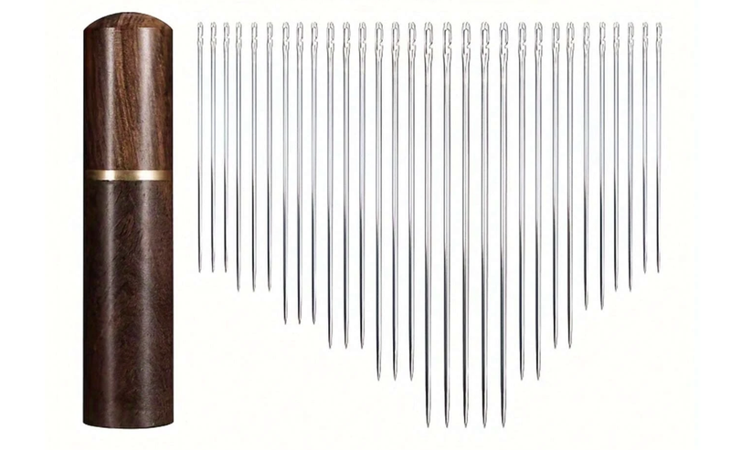 30-Piece Wooden Self-Threading Needles - Easy Side Threading for All