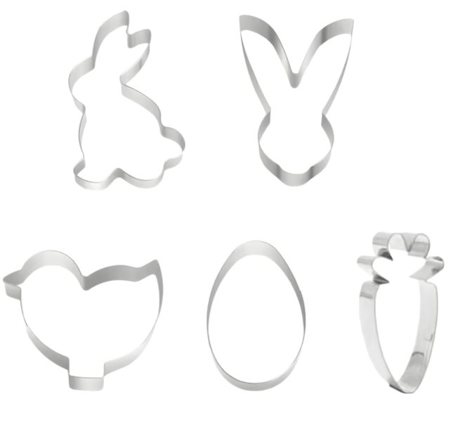 5-Piece Stainless Steel Easter Cookie Cutter Set