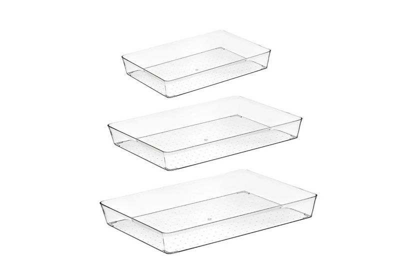 Set of 3 All-Purpose Clear Storage Tray