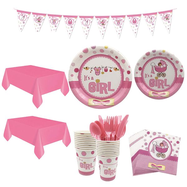 iKids 16 Guests Baby Shower Party Tableware-It's a Girl