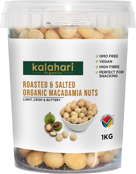Kalahari Organics Roasted &amp; Salted Organic Macadamia Nuts 1kg