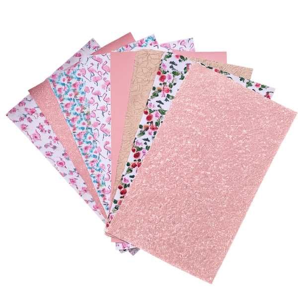Spring Floral &amp; Roses Lace Vegan Leather - 8 Pc Set