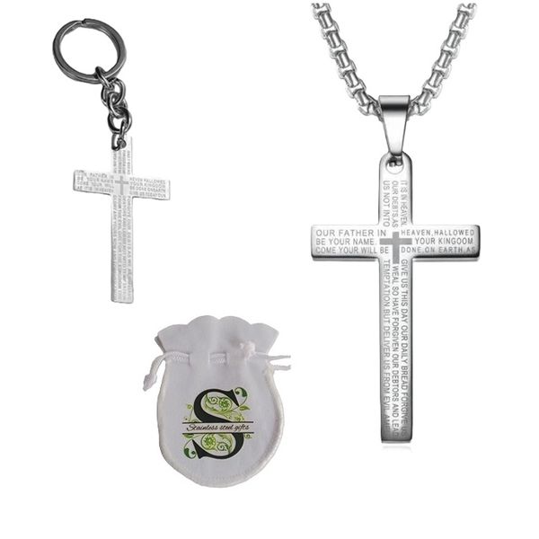 Gift Combo: The Lord's Prayer Cross Pendant &amp; Necklace set and keychain