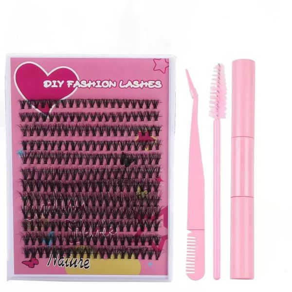 240 Pieces DIY Thin Eyelash Clusters 8-16mm Eyelash Extension Kit