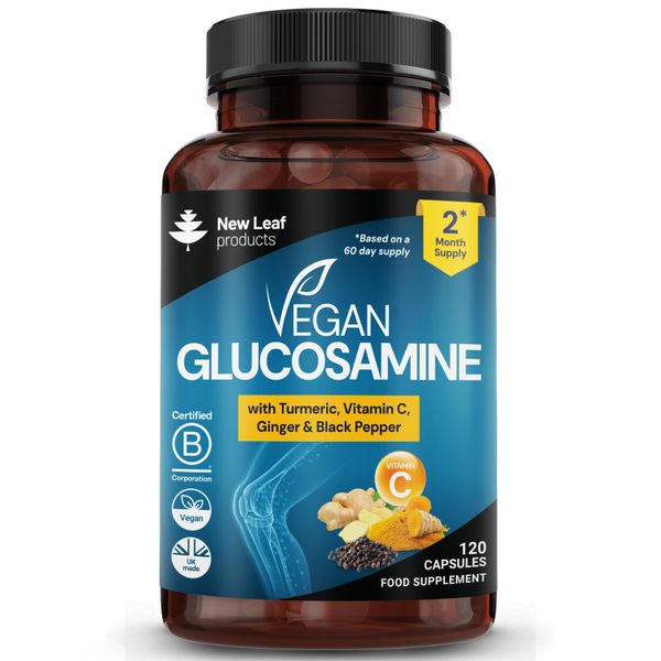 Vegan Glucosamine Capsules 2Month Supply,Turmeric, Ginger, Vitamin C-Joints