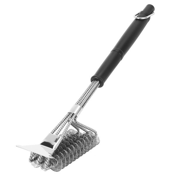 Steel Wire BBQ Grill Cleaning Brush With Scraper