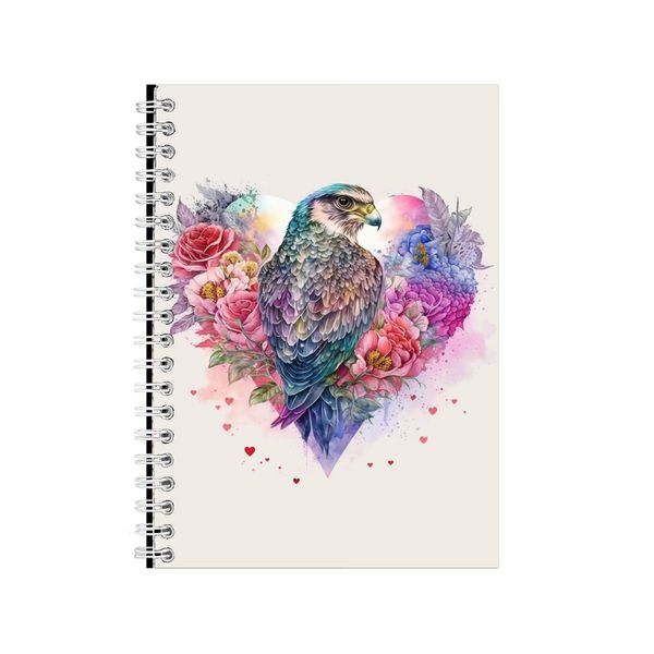 Falcon 2 Watercolor Heart Notebook Animal Gift Idea Notepad Pad 117