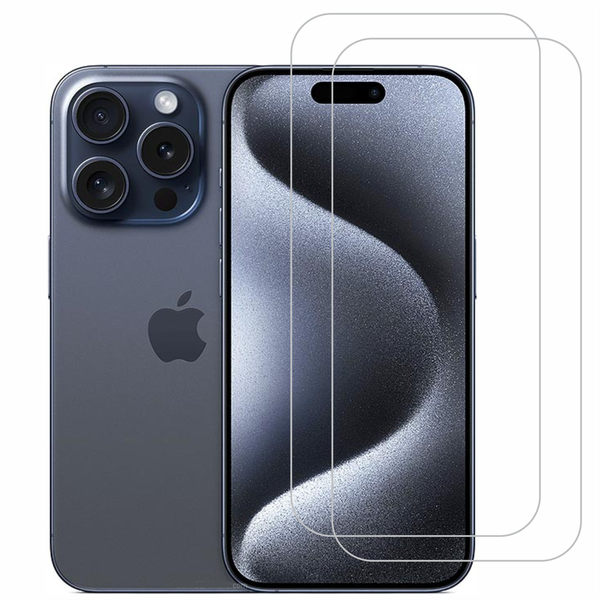 World Choice Screen Protector Tempered Glass for iPhone 15 Pro Pack of 2