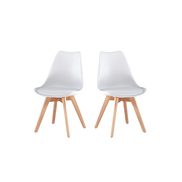 Wooden Leg White Dining Chair- Set of 2