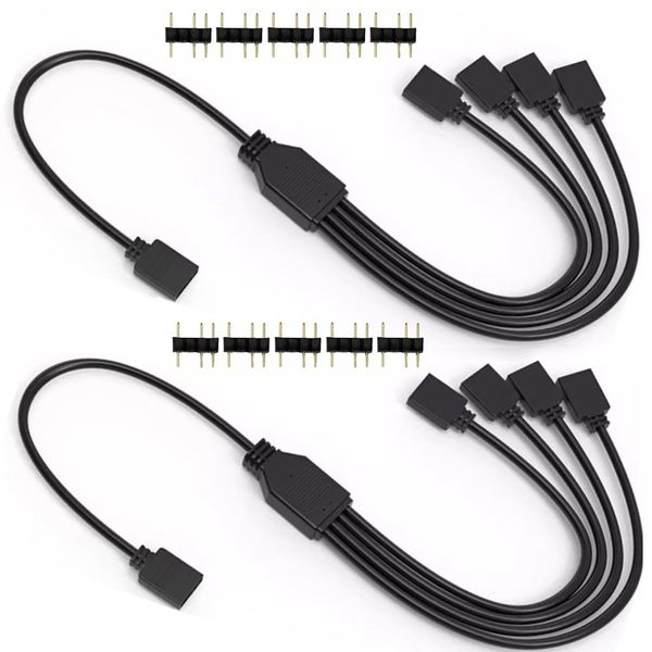 2PCS ARGB 1 to 4 Splitter Cable 5V 3 Pin Addressable RGB Splitter