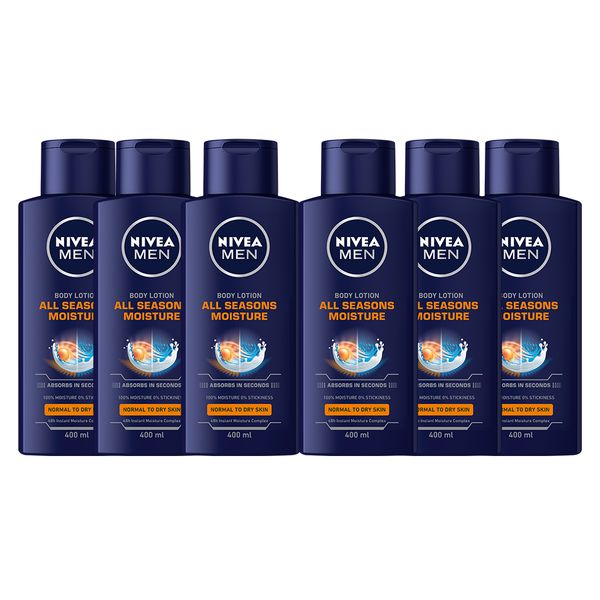 NIVEA MEN All Seasons Moisture Body Lotion, 6x400ml