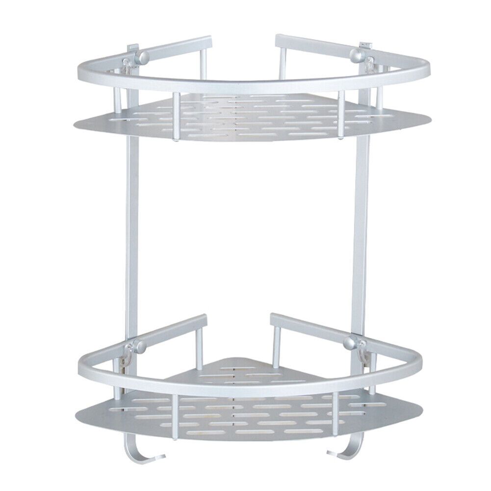 LMA Silver Wall-Mount Corner Shelf 2 Tier Shower Rack