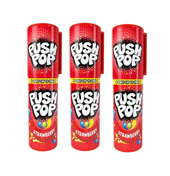 Bazooka Push Pop Strawberry 15g 3-Pack
