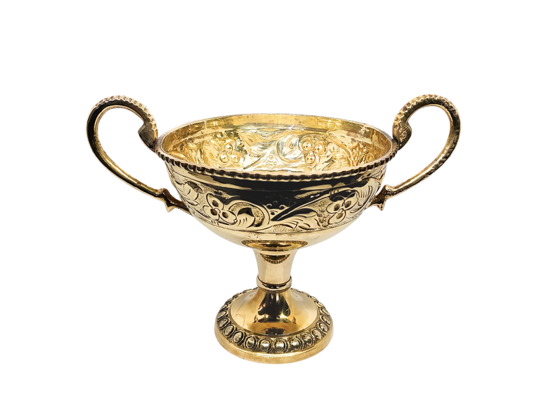 Handcrafted Gold Brass Decorative Flower Bowl with handles - 12cm