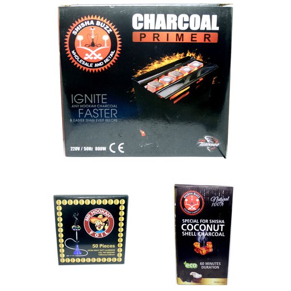 Electric 800W Charcoal Primer/Hotplate &amp; Charcoal &amp; Foil Combo