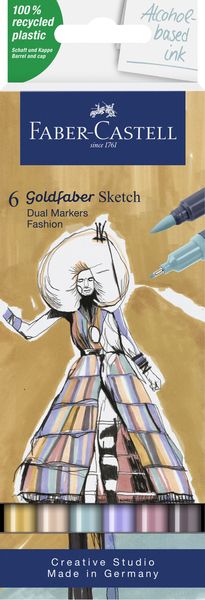 Goldfaber Alcohol Double Tip Sketch Marker, 6ct set, Fashion Set