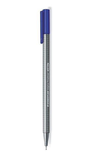 Staedtler Triplus® 334 Fineliner | Fine Tip, Silver Barrel, Blue Ink, 10's